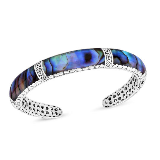 Royal Bali - Abalone Muschel Armreif ca. 19 cm 925 Silber, 26,940g