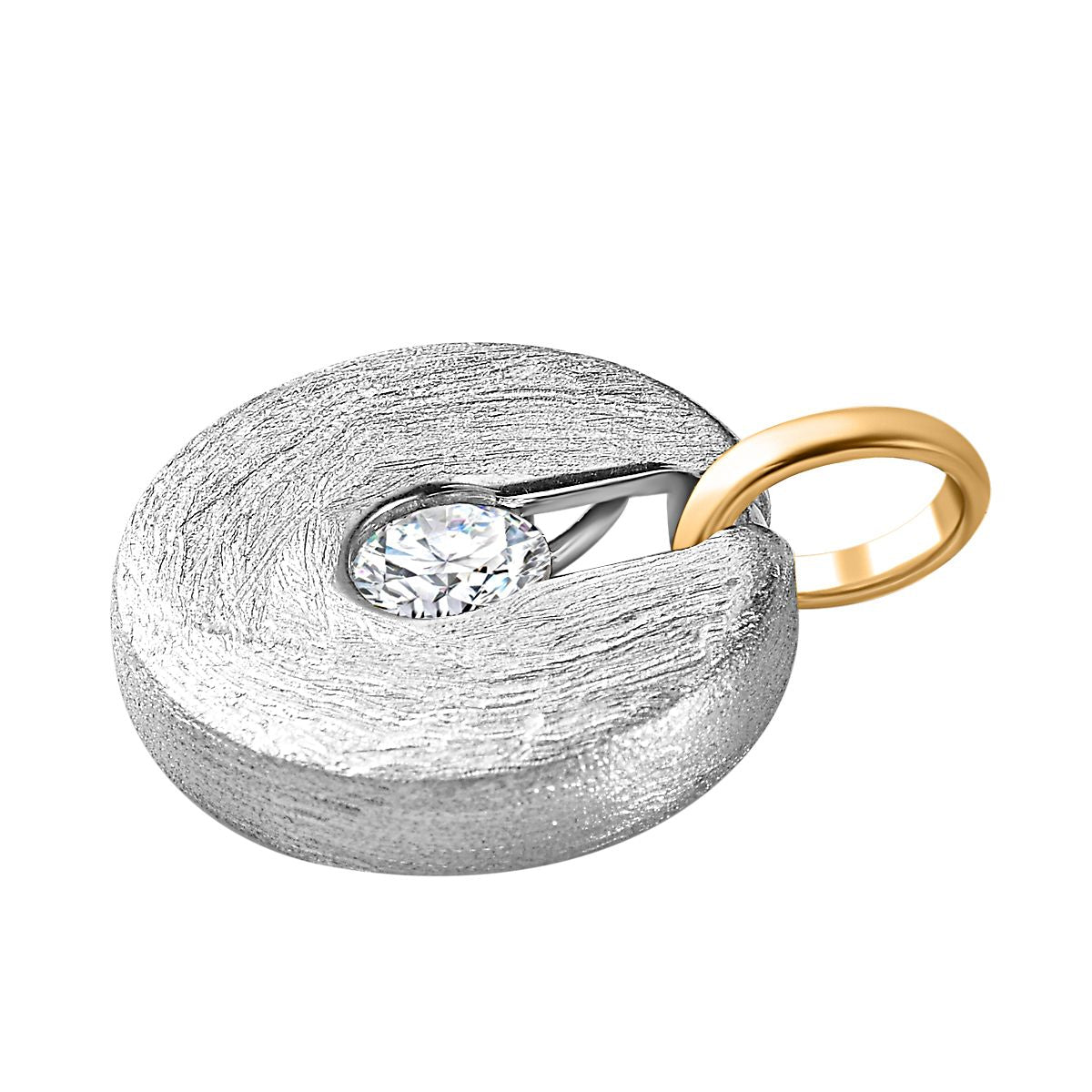 Moissanit Anhänger 925 Silber Zweifarbige Beschichtung ca. 0,44 ct.