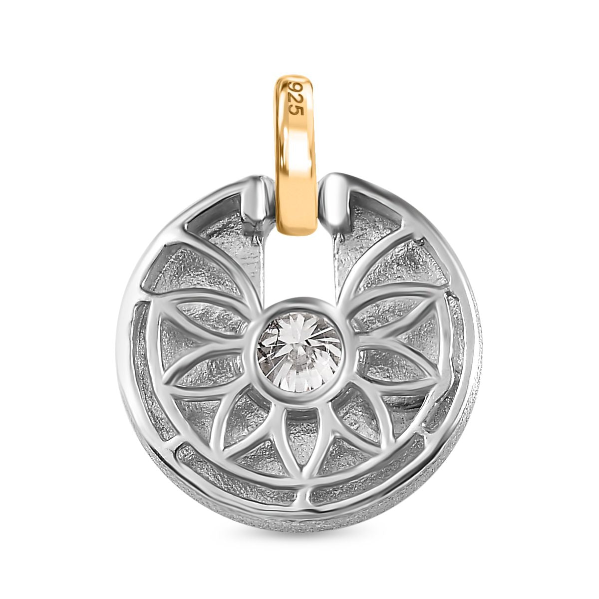 Moissanit Anhänger 925 Silber Zweifarbige Beschichtung ca. 0,44 ct.