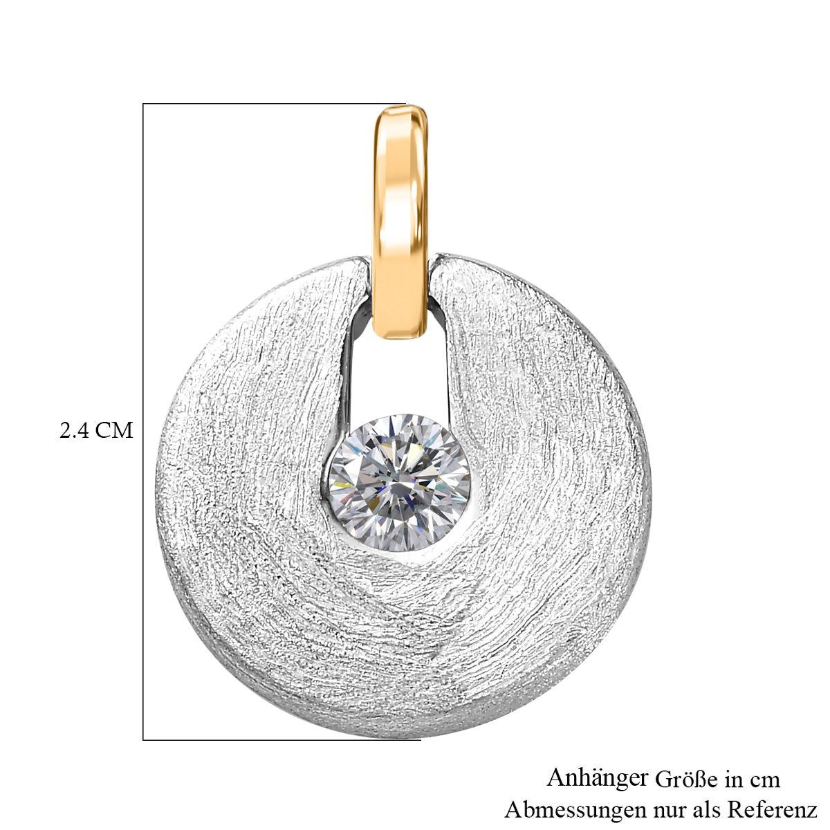 Moissanit Anhänger 925 Silber Zweifarbige Beschichtung ca. 0,44 ct.