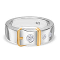 Moissanit Ring, 925 Silber, bicolor, (Größe 17.00) ca. 0.23 ct