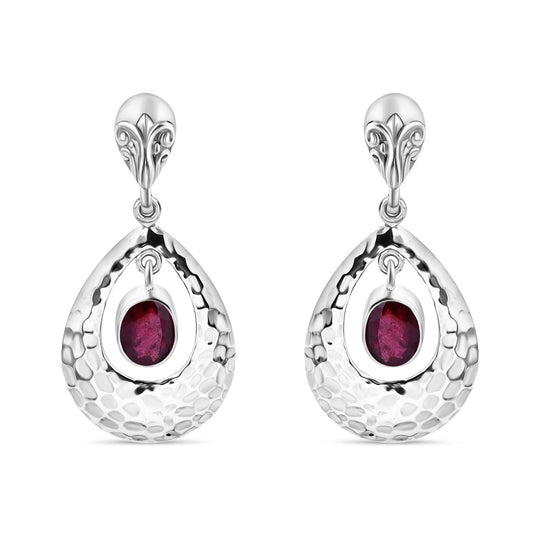 Royal Bali - Afrikanischer Rubin (Fissure gefüllt) Ohrringe, 925 Silber ca. 3.83 ct