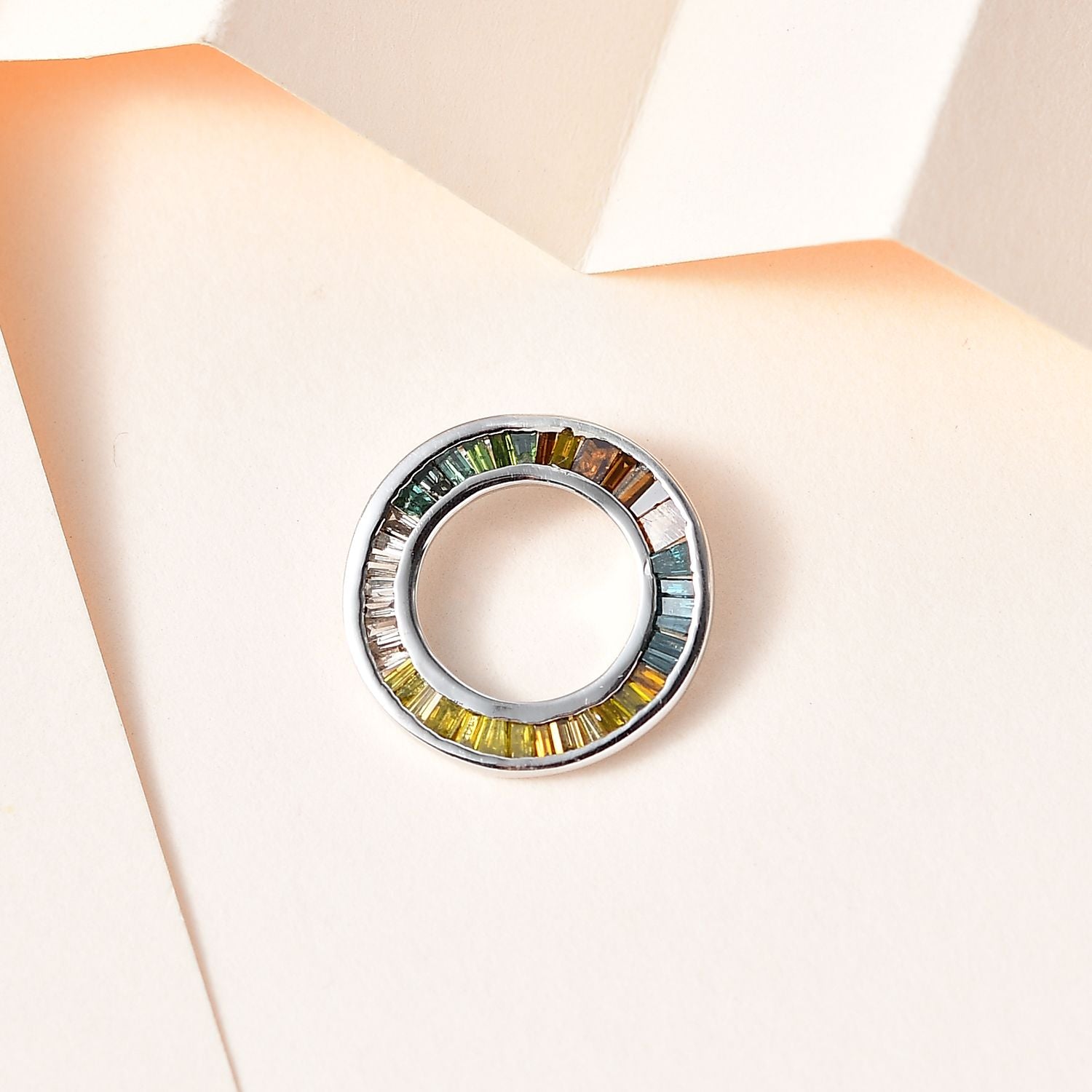 Mehrfarbiger Diamant  Anhänger, 925 Silber platiniert ca. 0.50 ct