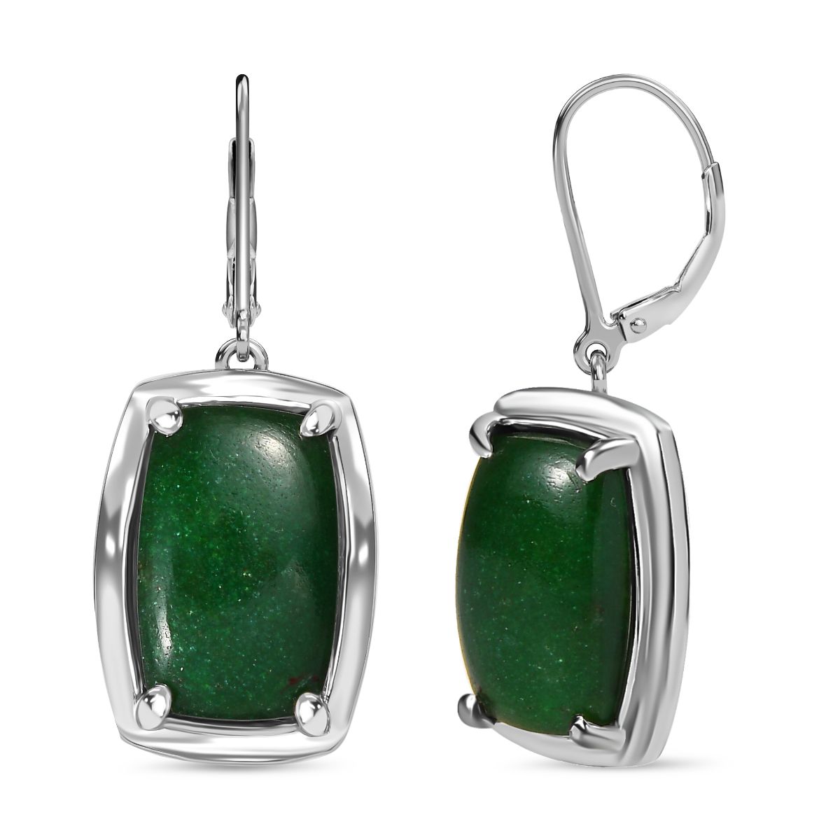Grüne Aventurin Ohrringe, Edelstahl, ca. 15.98 ct