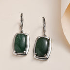 Grüne Aventurin Ohrringe, Edelstahl, ca. 15.98 ct