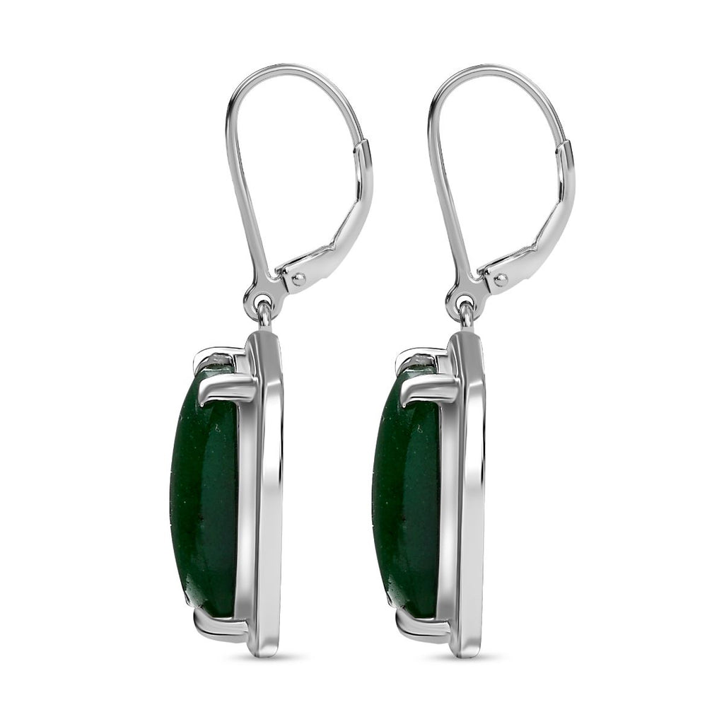 Grüne Aventurin Ohrringe, Edelstahl, ca. 15.98 ct
