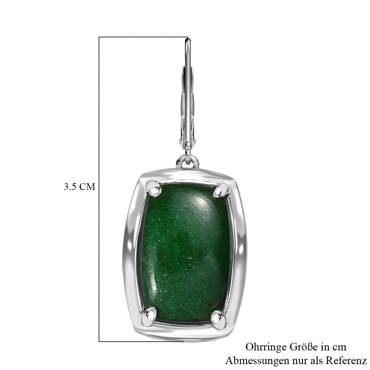 Grüne Aventurin Ohrringe, Edelstahl, ca. 15.98 ct
