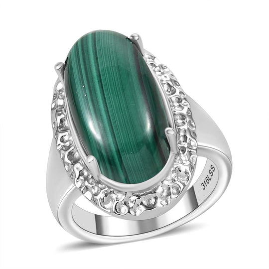 Malachit Ring, Edelstahl ca. 15.06 ct