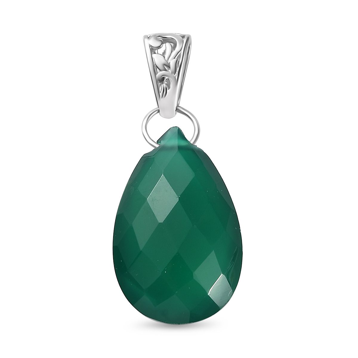 Verde Onyx Anhänger 925 Silber platiniert ca. 13.49 ct