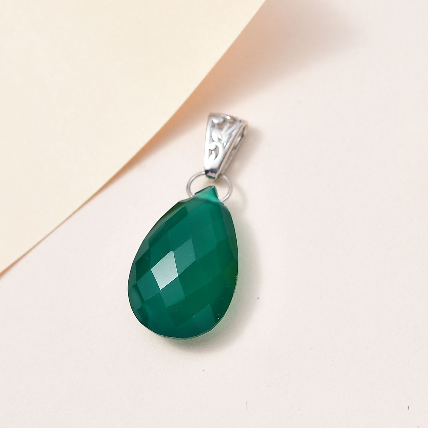 Verde Onyx Anhänger 925 Silber platiniert ca. 13.49 ct