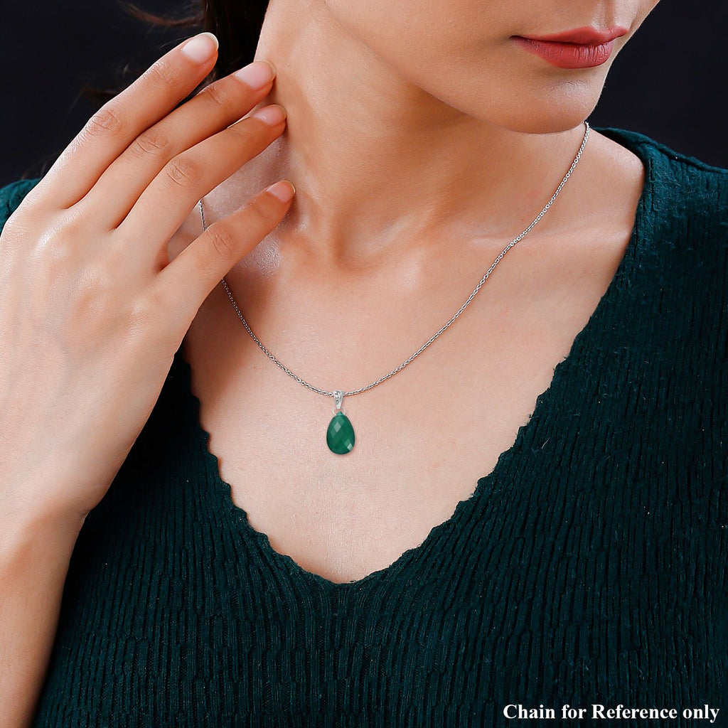 Verde Onyx Anhänger 925 Silber platiniert ca. 13.49 ct