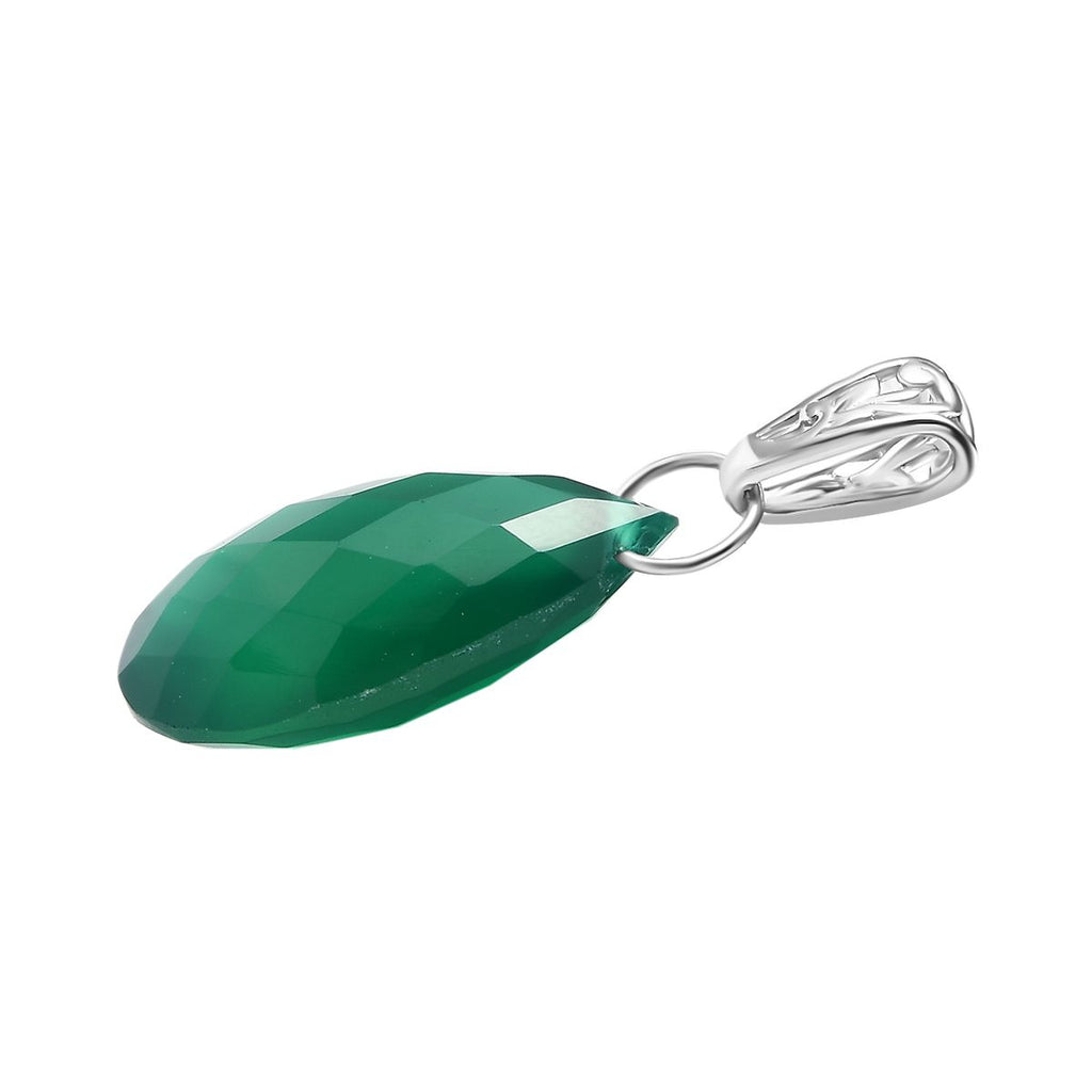 Verde Onyx Anhänger 925 Silber platiniert ca. 13.49 ct