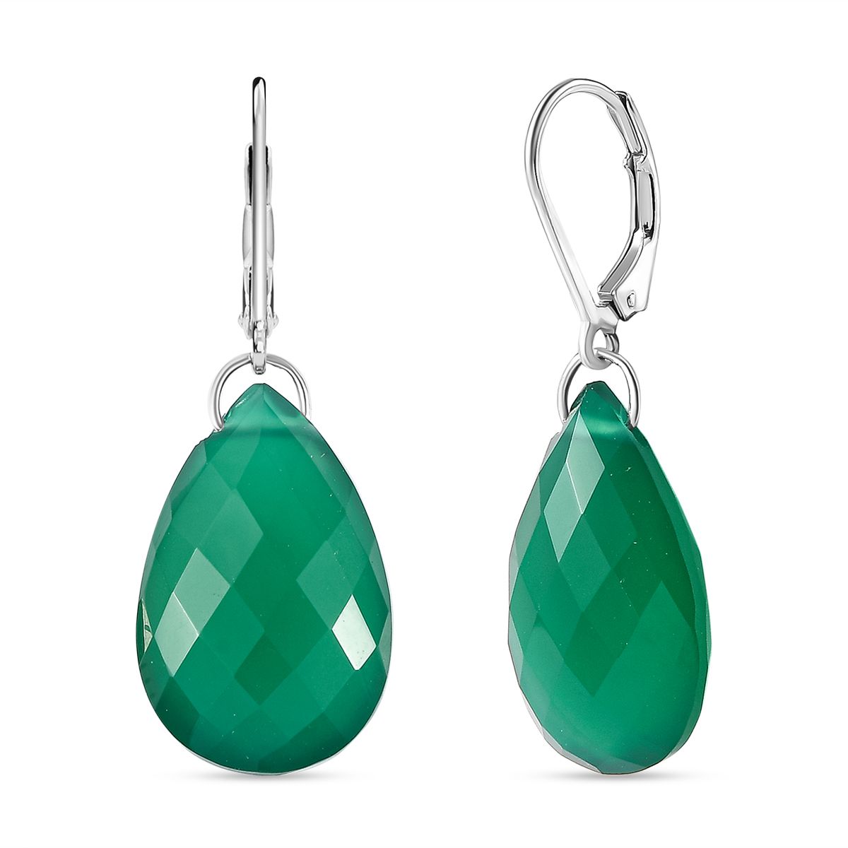 Verde Onyx Ohrringe 925 Silber platiniert ca. 27.80 ct