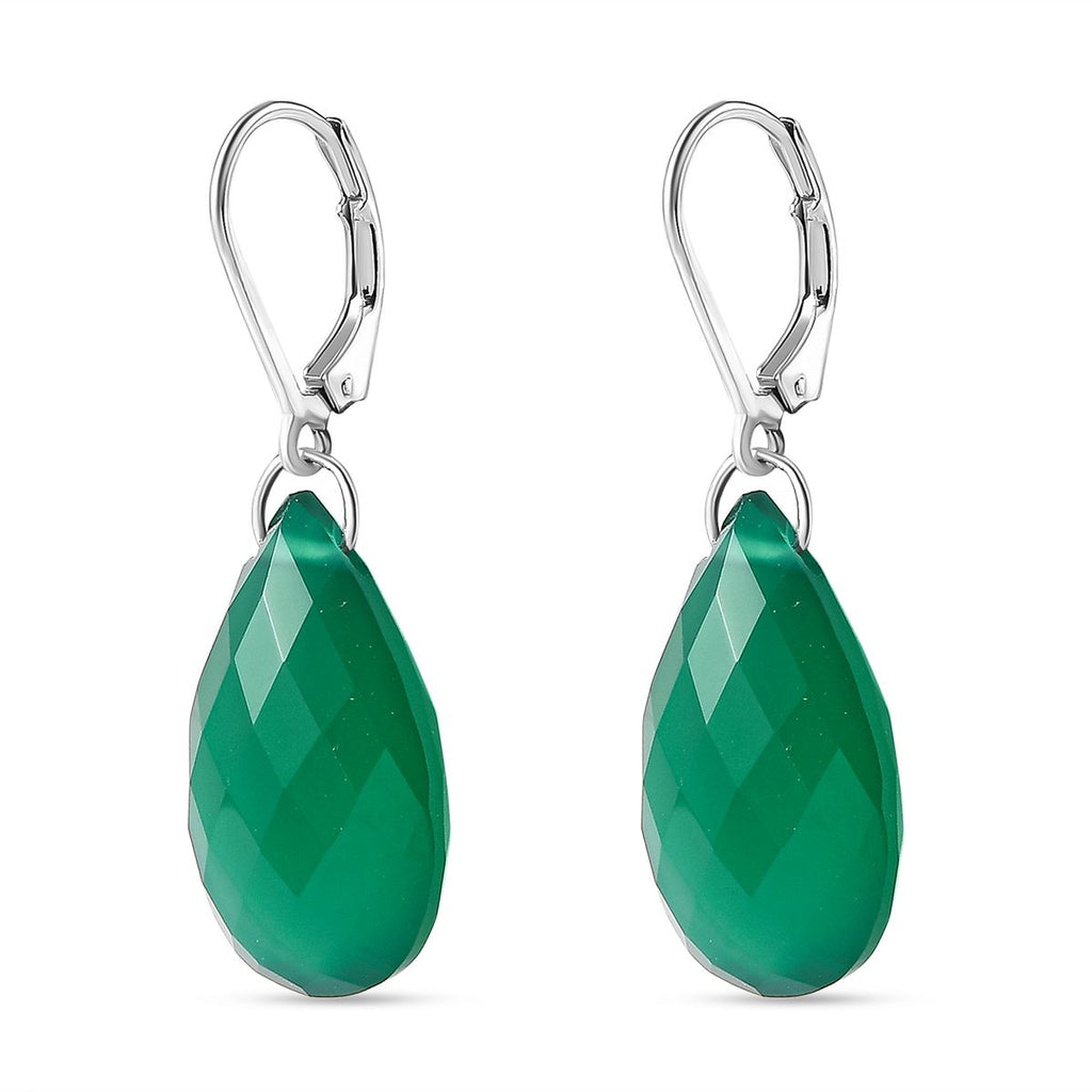 Verde Onyx Ohrringe 925 Silber platiniert ca. 27.80 ct