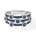 Blauer Diamant Ring, 925 Silber platiniert, (Größe 18.00)   ca. 0.20 ct