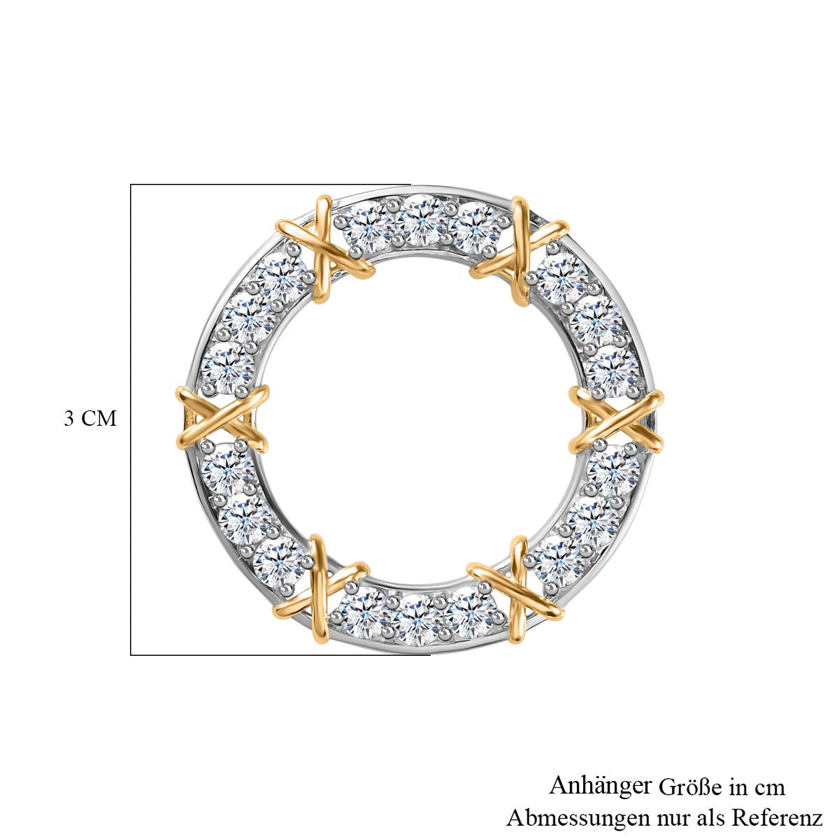 Moissanit Anhänger 925 Silber Zweifarbige Beschichtung ca. 1,91 ct.