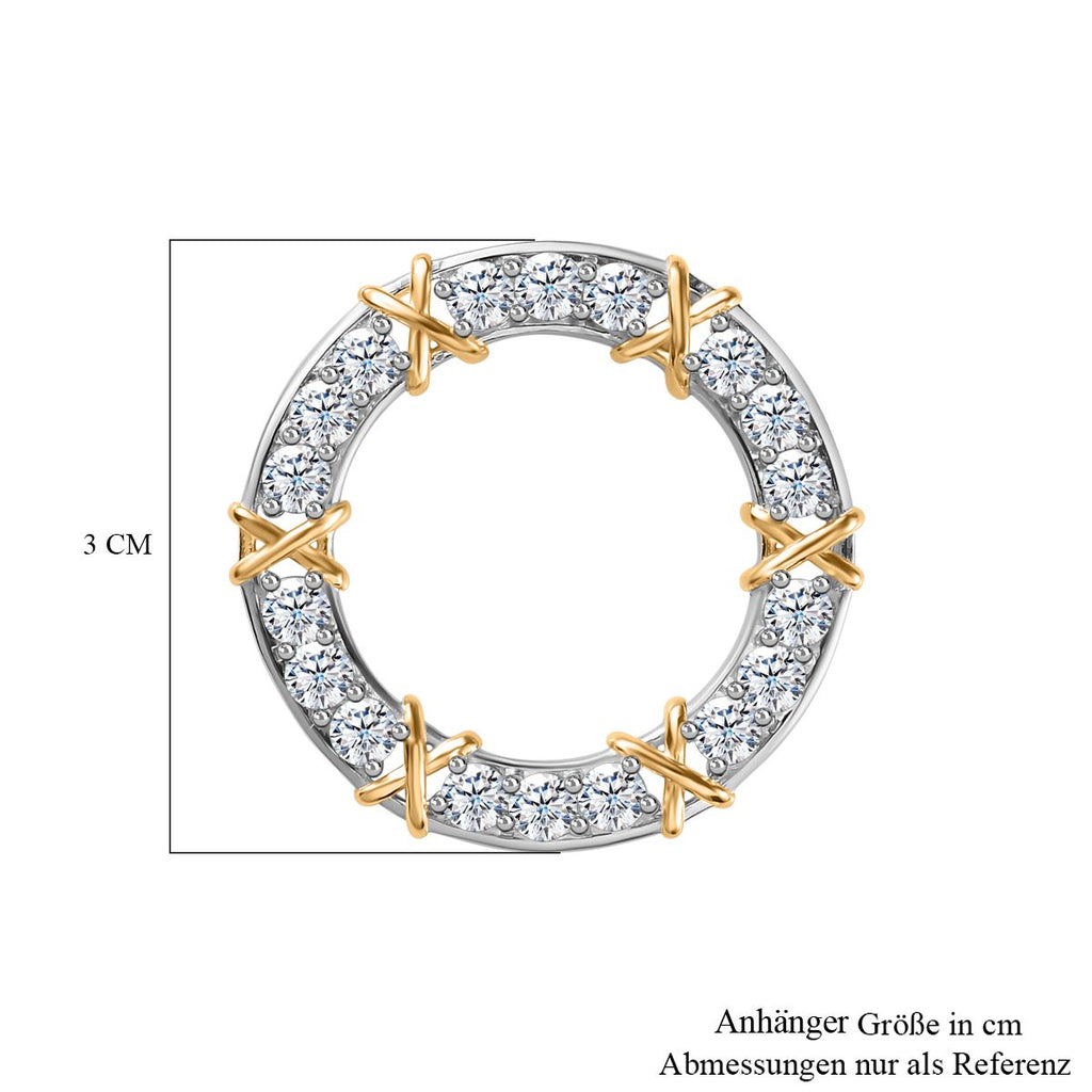 Moissanit Anhänger 925 Silber Zweifarbige Beschichtung ca. 1,91 ct.