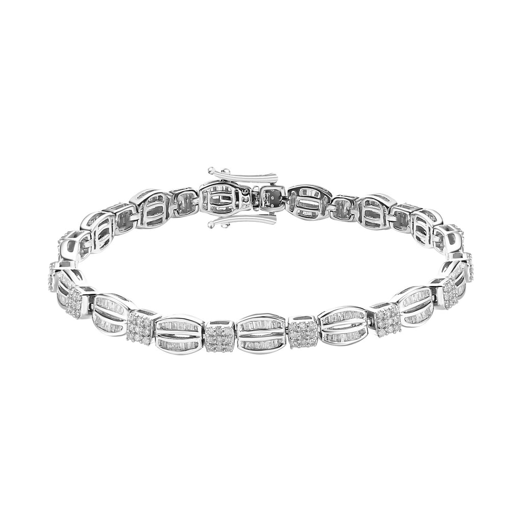 Weißer Diamant Armband ca. 19 cm 925 Silber platiniert ca. 1.50 ct