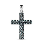 Blauer Diamant Kreuz Anhänger, 925 Silber platiniert ca. 0.60 ct