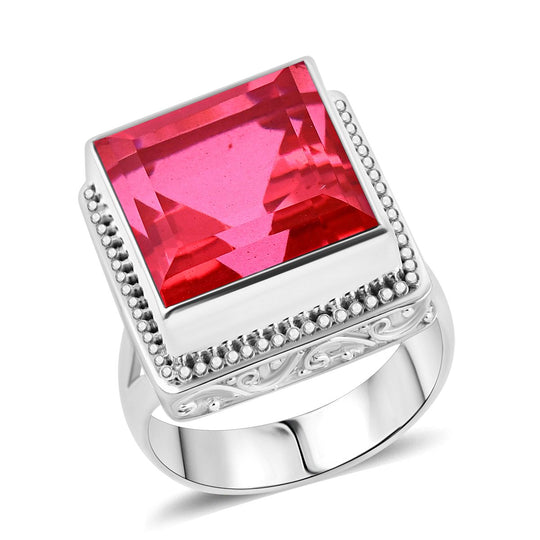 Padparadscha Quarz Triplette Ring 925 Silber (Größe 18.00) ca. 19,33 ct