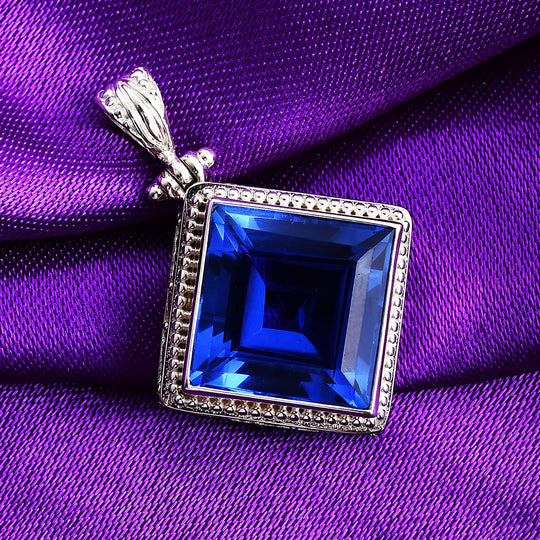 Royal Bali - Ceylon Blau Quarz Triplette Anhänger 925 Silber ca. 18.84 ct