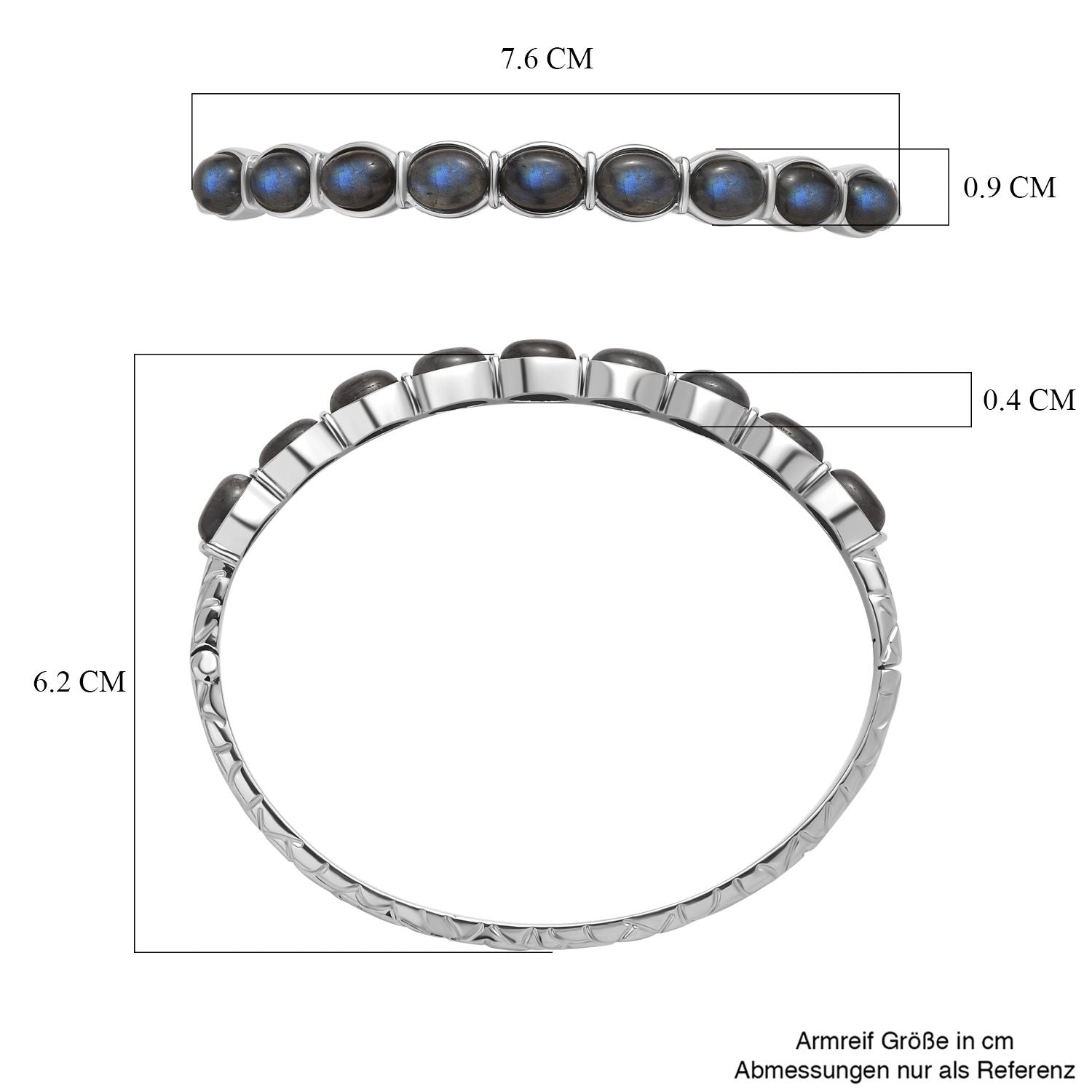 Labradorit Armreif ca. 19 cm Edelstahl ca. 13.71 ct