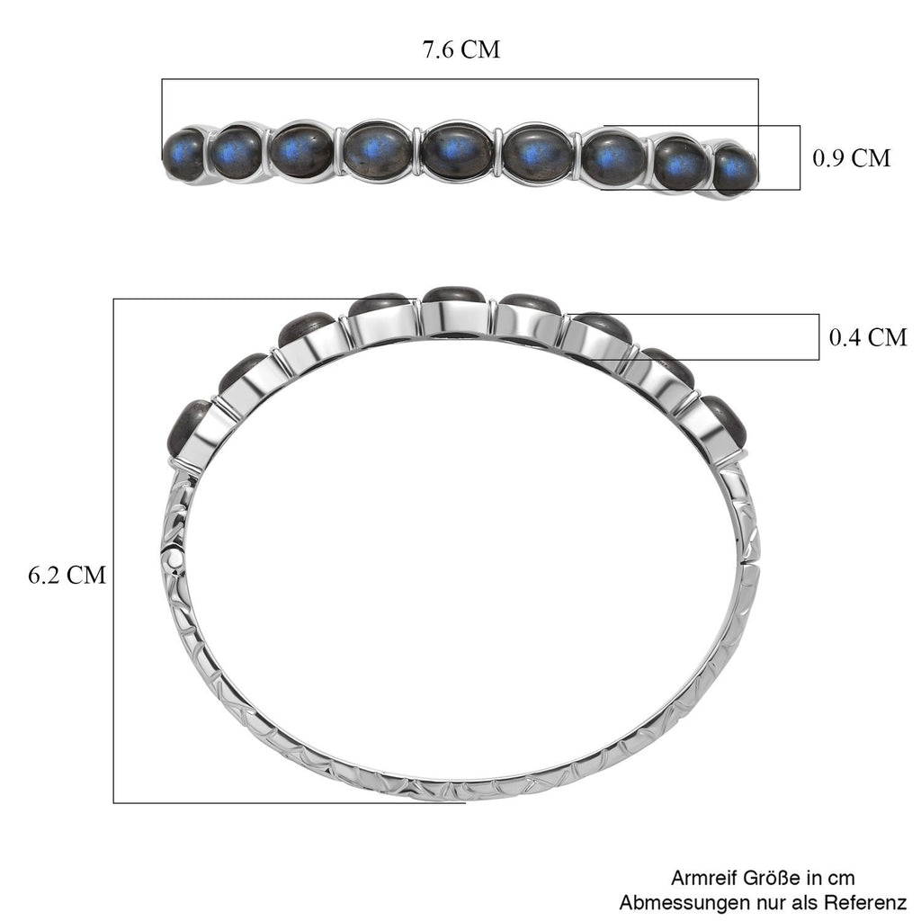 Labradorit Armreif ca. 19 cm Edelstahl ca. 13.71 ct