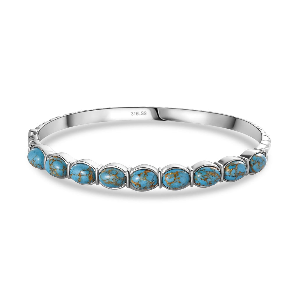 Blaues Türkis Armreif ca. 19 cm Edelstahl ca. 10.80 ct