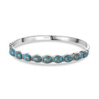 Blaues Türkis Armreif ca. 19 cm Edelstahl ca. 10.80 ct