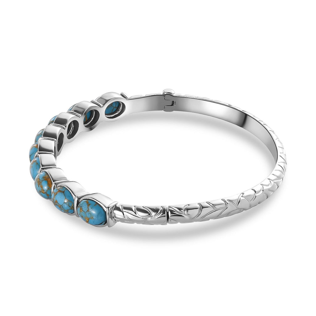 Blaues Türkis Armreif ca. 19 cm Edelstahl ca. 10.80 ct