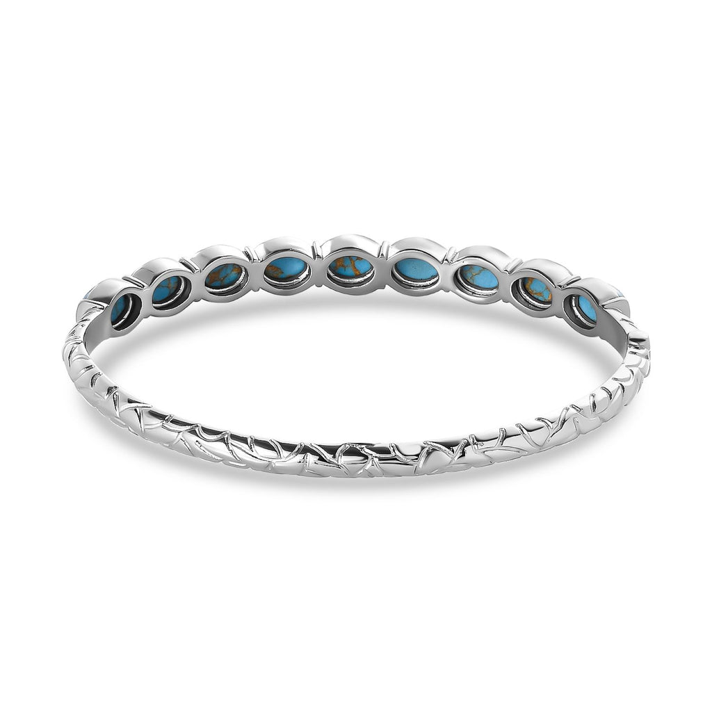 Blaues Türkis Armreif ca. 19 cm Edelstahl ca. 10.80 ct