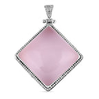 Royal Bali - Rosenquarz Anhänger, 925 Silber ca. 76.43 ct