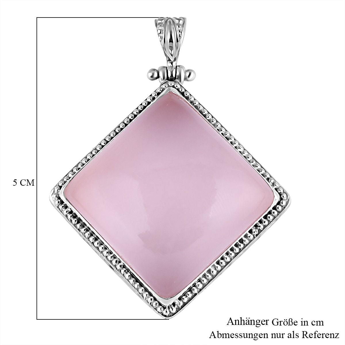 Royal Bali - Rosenquarz Anhänger, 925 Silber ca. 76.43 ct