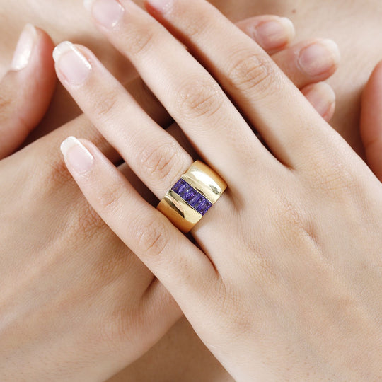 Blauer Zirkonia Ring, Messing  (Größe 17.00)