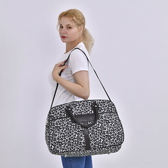 Stilvolle Leoparden-Print Reisetasche, Maße 50x19x33 cm, Braun