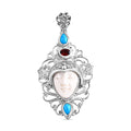Royal Bali Kolletion - Ox Bone, roter Granat und Sleeping Beauty Türkis Anhänger - 1,3 ct.