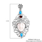 Royal Bali - Ox Bone, Rote Granat, Sleeping Beauty Türkis Anhänger, 925 Silber ca. 1.32 ct