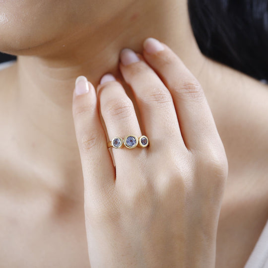 Lab Grown - Alexandrit Ring, 925 Silber Gelbgold Vermeil (Größe 18.00) ca. 1.41 ct