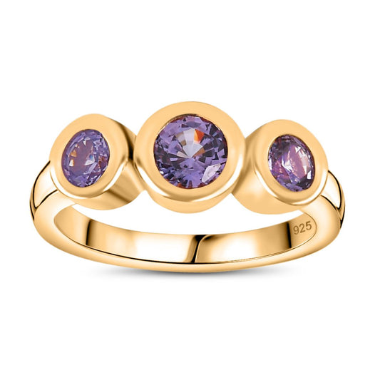 Lab Grown - Alexandrit Ring, 925 Silber Gelbgold Vermeil (Größe 18.00) ca. 1.41 ct