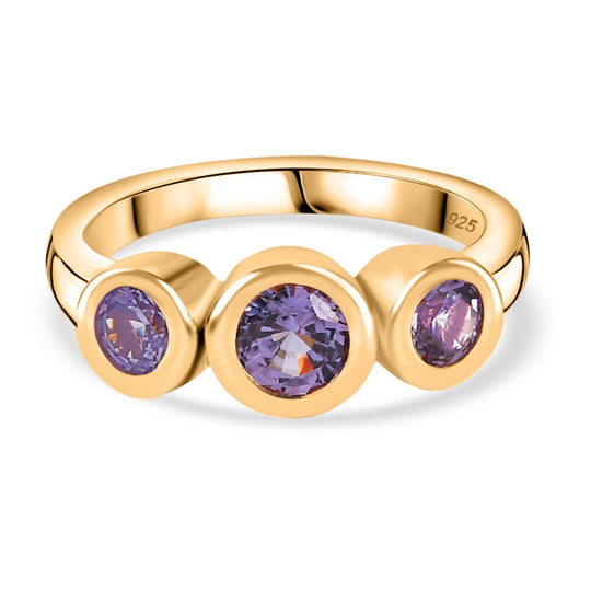 Lab Grown - Alexandrit Ring, 925 Silber Gelbgold Vermeil (Größe 18.00) ca. 1.41 ct