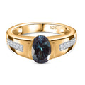 Labor erstellt Alexandrit, Weißer Zirkon Ring 925 Silber Gelbgold Vermeil (Größe 17.00) ca. 1,77 ct