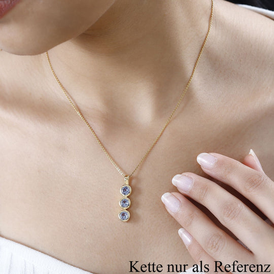 Labor erstellt Alexandrit Anhänger 925 Silber Gelbgold Vermeil ca. 2,01 ct.