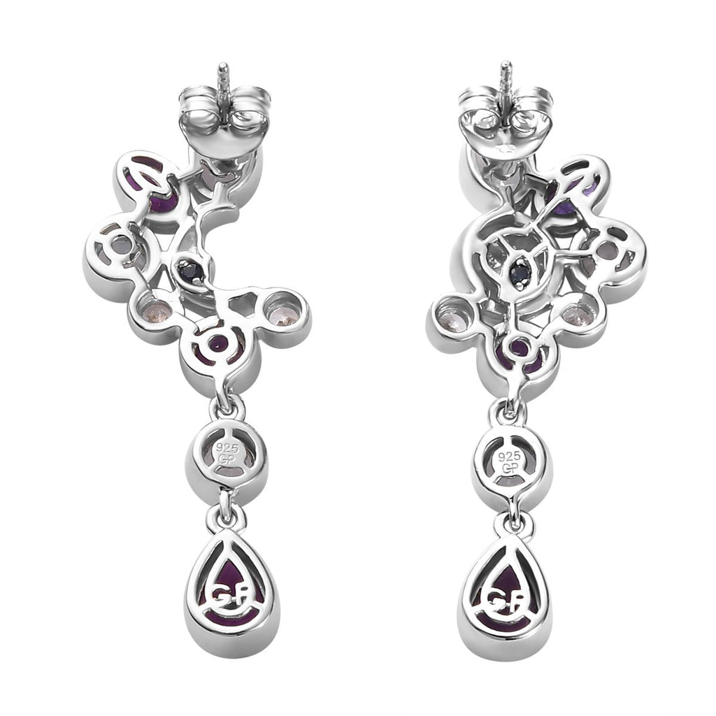 GP Celestial Dream Kollektion - Afrikanischer Amethyst, Himmelblauer Topas Ohrringe, 925 Silber platiniert ca. 4.96 ct