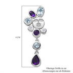 GP Celestial Dream Kollektion - Afrikanischer Amethyst, Himmelblauer Topas Ohrringe, 925 Silber platiniert ca. 4.96 ct