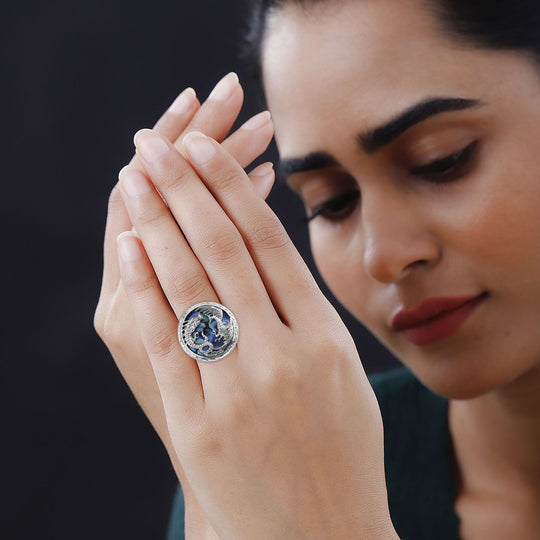 Royal Bali - Abalone Muschel Ring 925 Silber (Größe 20.00), ca.