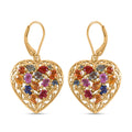 Mehrfarbiger Saphir Herz Ohrringe, ca. 5,42 ct.