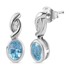Himmelblauer Topas, Weißer Zirkon Ohrringe 925 Silber rhodiniert ca. 2,13 ct.
