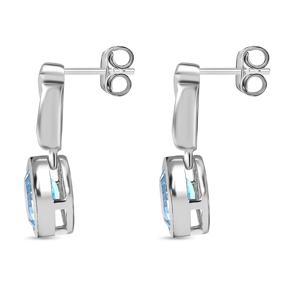 Himmelblauer Topas, Weißer Zirkon Ohrringe 925 Silber rhodiniert ca. 2,13 ct.