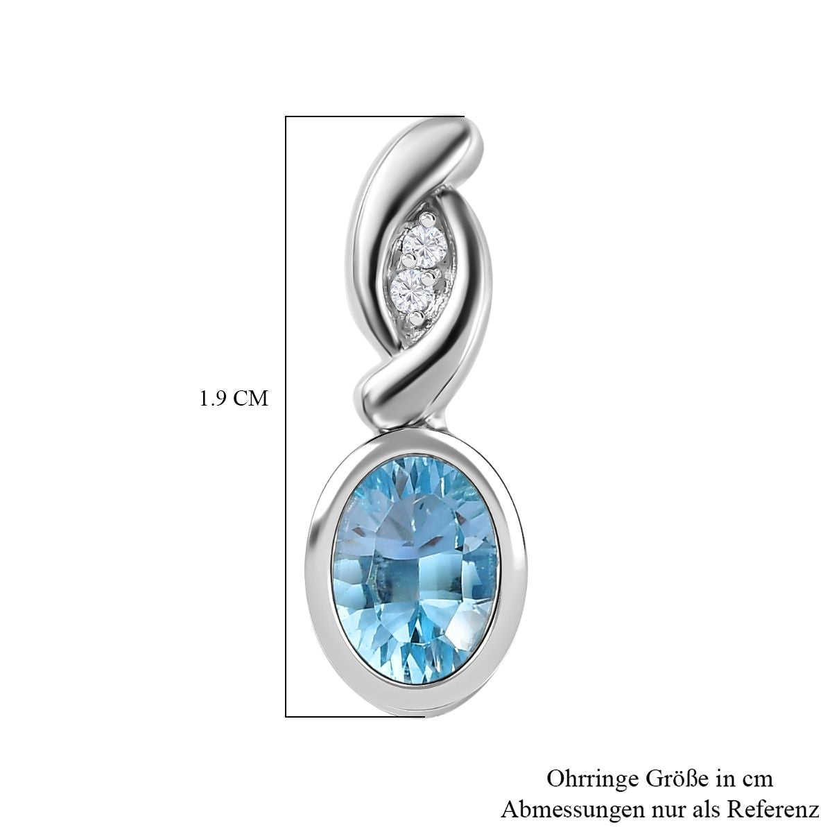 Himmelblauer Topas, Weißer Zirkon Ohrringe 925 Silber rhodiniert ca. 2,13 ct.