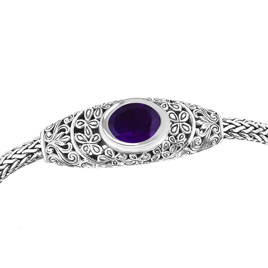 Afrikanischer Amethyst Armband ca. 20 cm 925 Silber ca. 4.13 ct